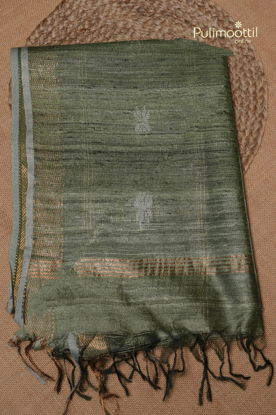 Pastel Green Colour Jute Silk Saree