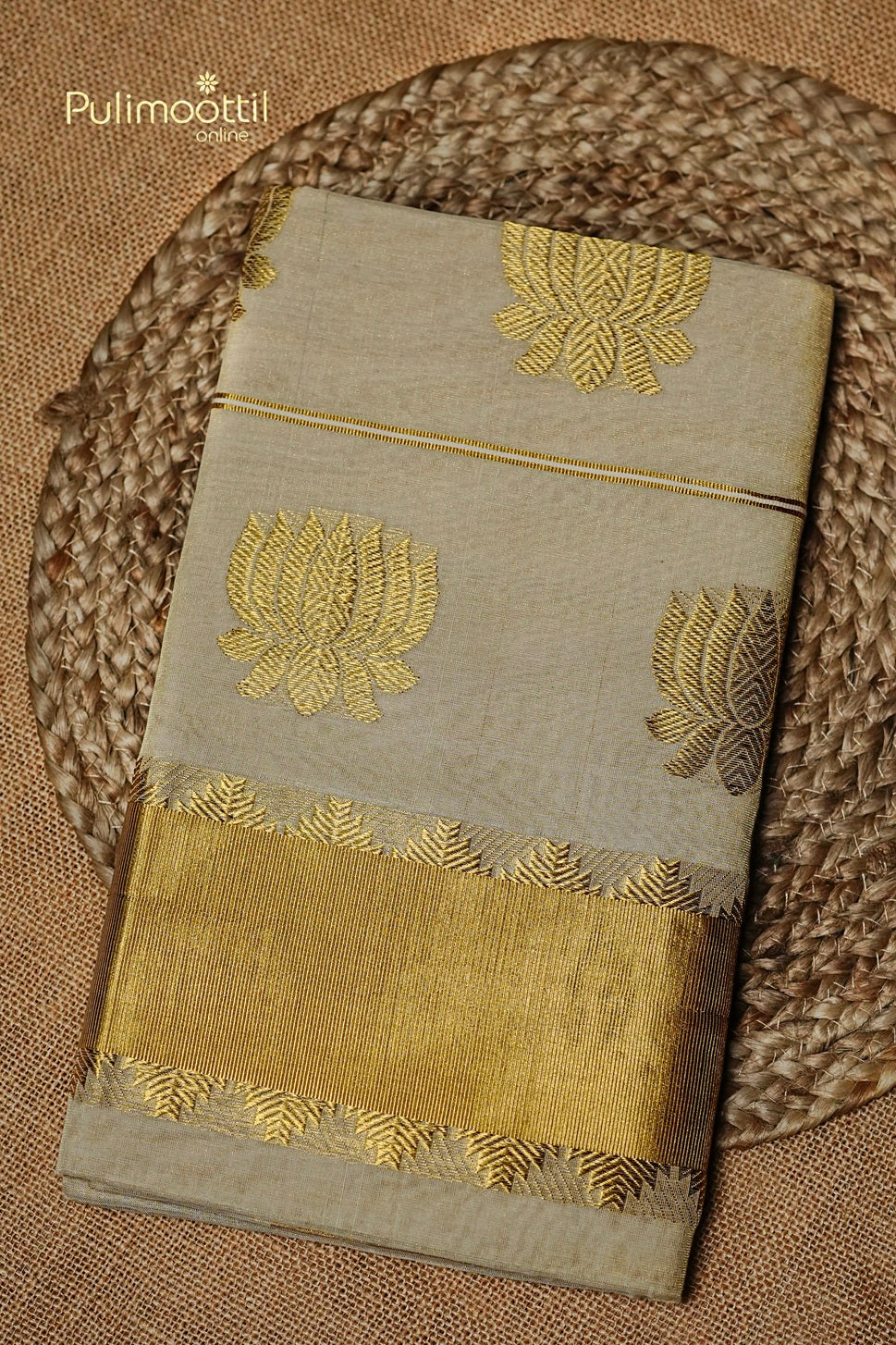 Kerala Traditional Golden Tissue Handloom Set Saree