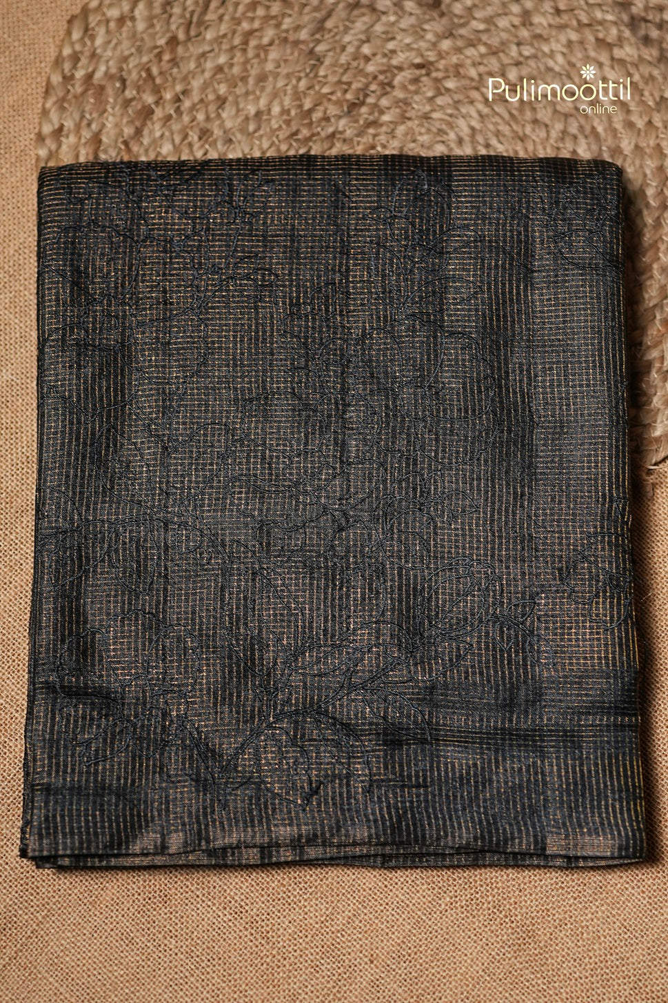 Black Colour Tussar Silk Saree