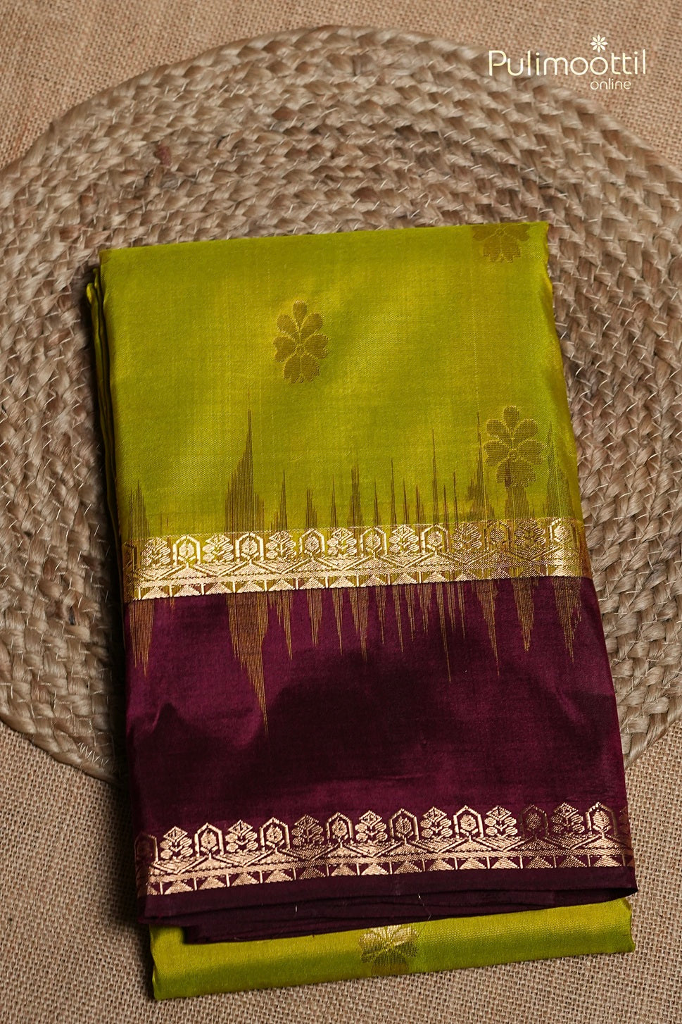 Lemon Green Colour Kanchipuram Designer Saree