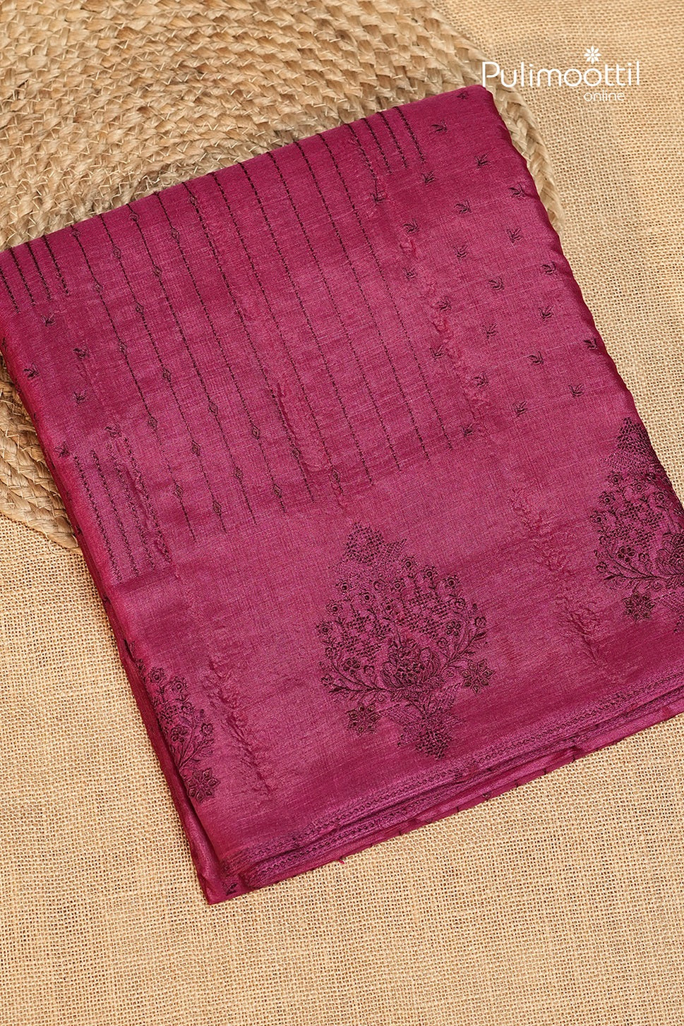 Rani Pink Colour Tussar Silk Saree