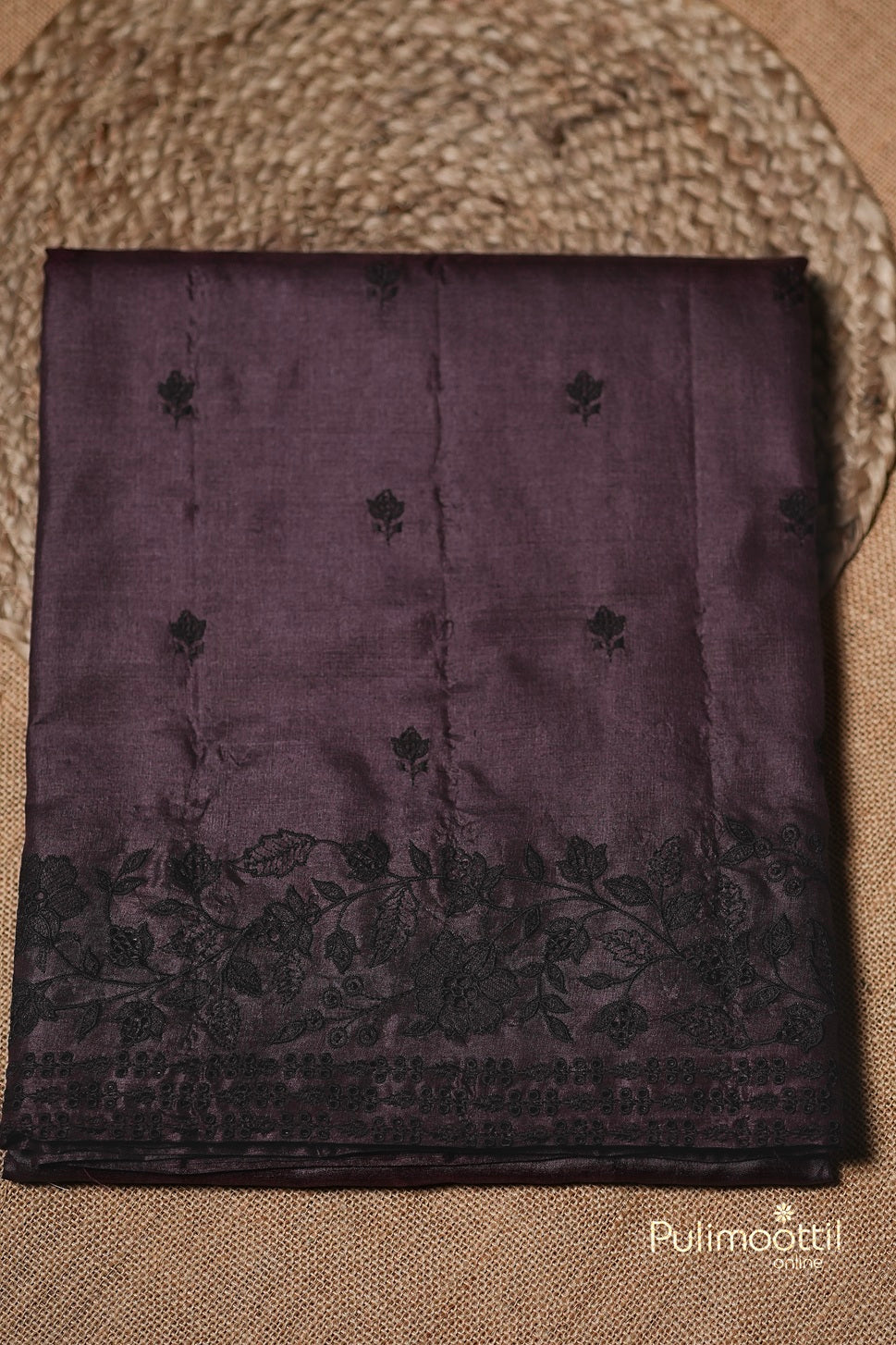 Wine Colour Tussar Silk Saree