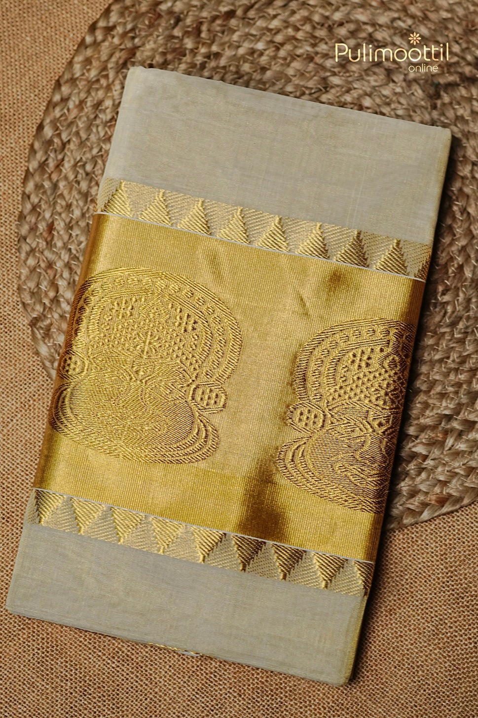 Kerala Traditional Golden Tissue Handloom Set Saree