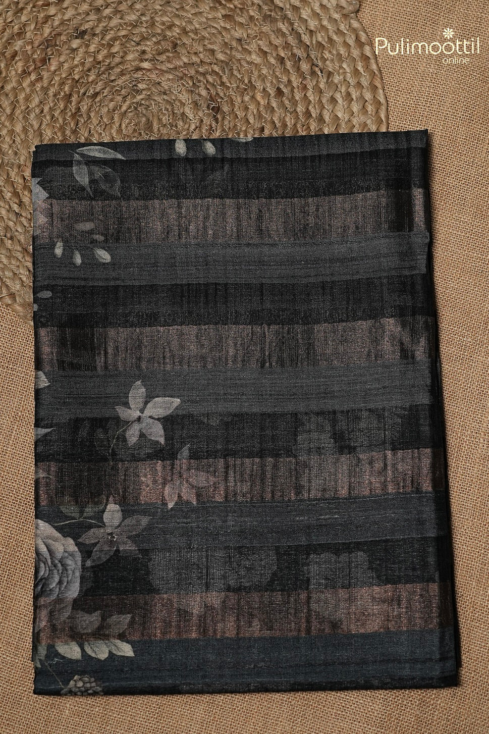 Black Colour Jute Silk Saree