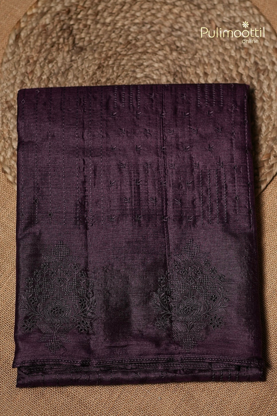 Dark Purple Colour Tussar Silk Saree