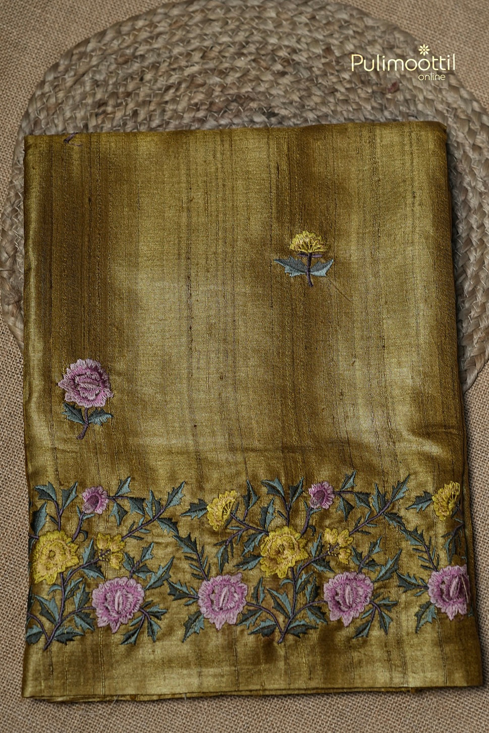 Golden Yellow Colour Jute Silk Saree