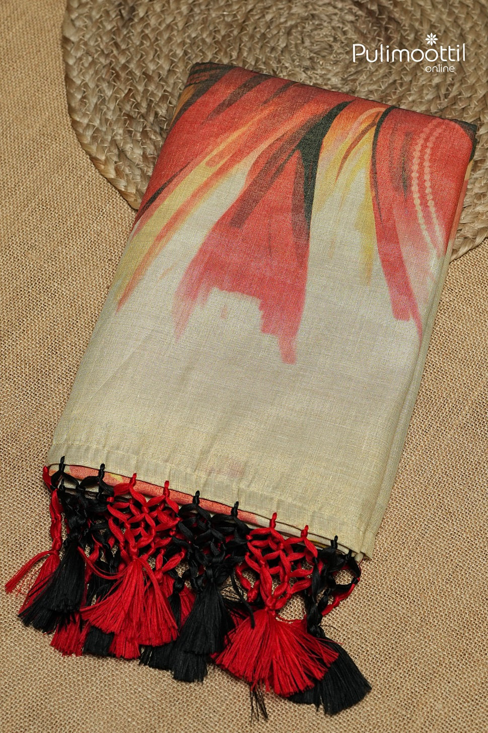 Kerala Traditional Golden Tissue Kathakali Printed Set Saree