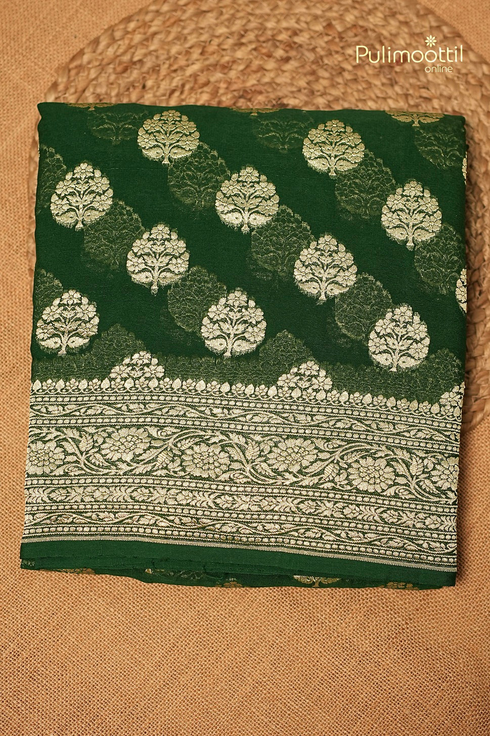 Bottle Green Banarasi Saree