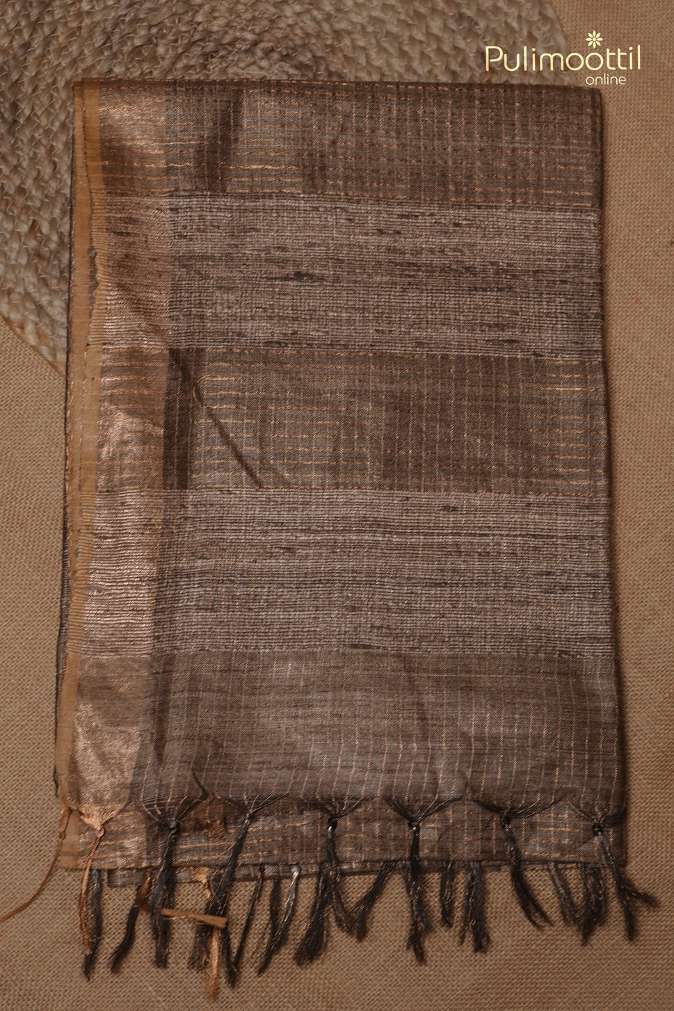 Dark Chikoo Colour Jute Silk Saree