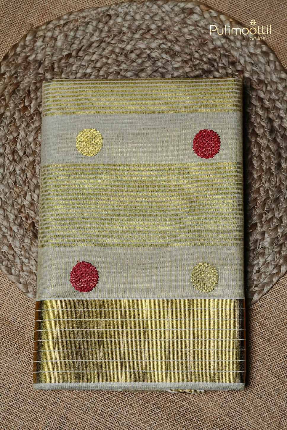 Kerala Traditional Golden Tissue Set Saree