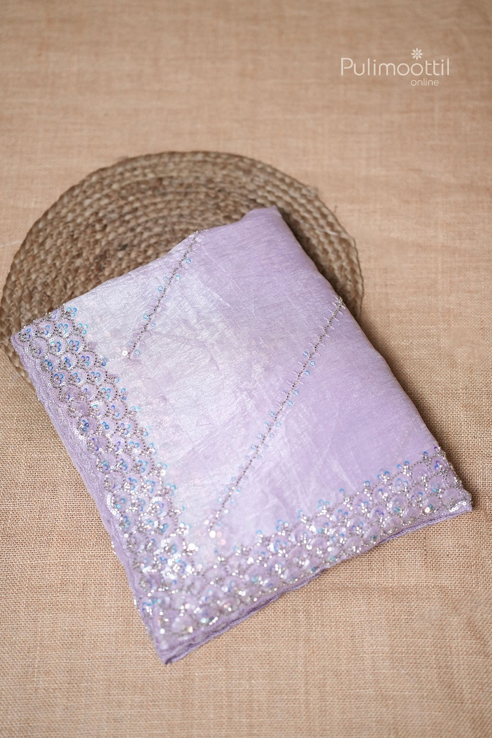 Lavender Colour Organza Fancy Saree