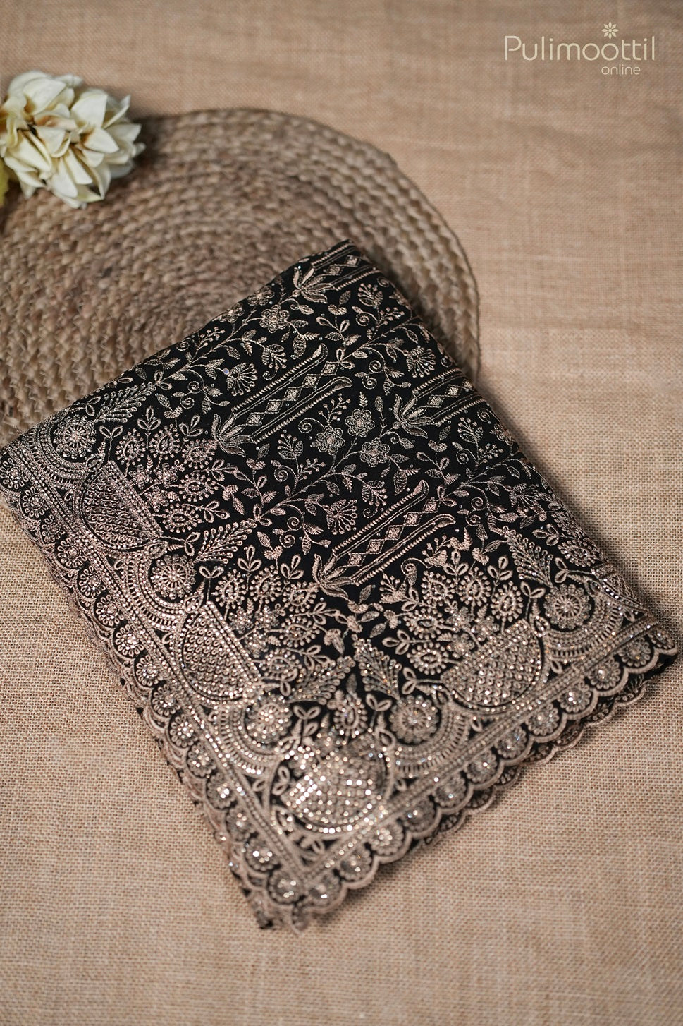 Black colour georgette fancy saree