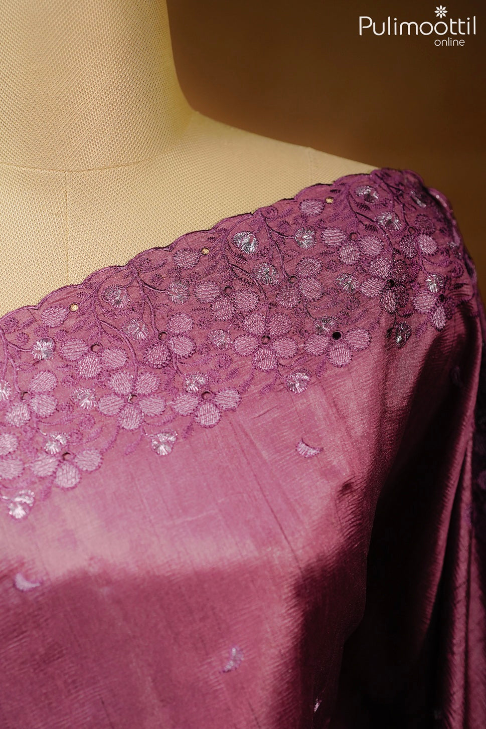 Light grape wine color cutwork fancy saree