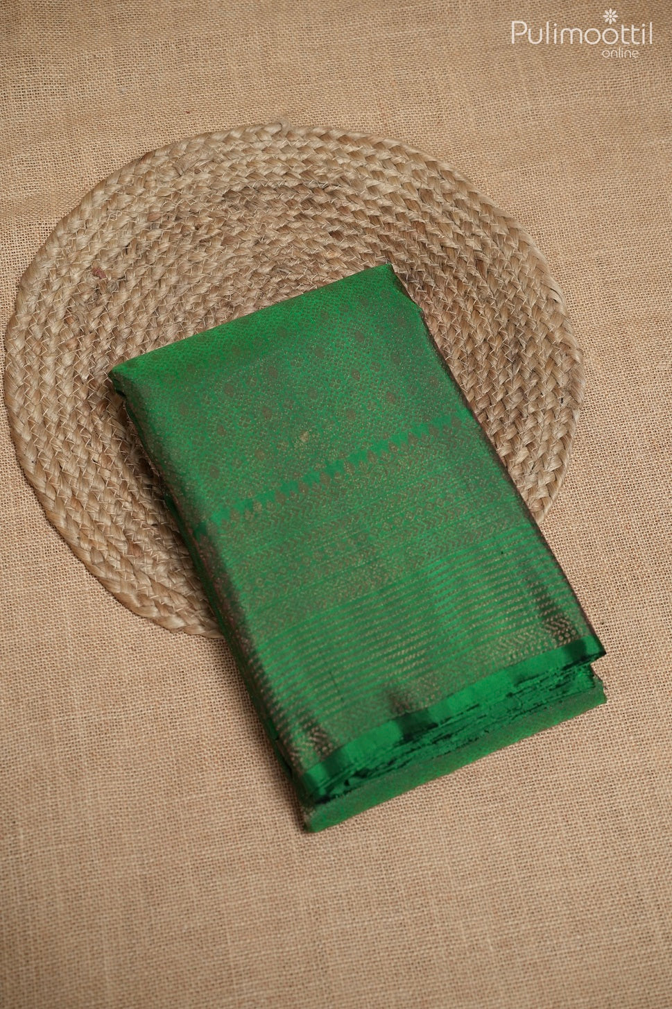 Bottle green color Kanchipuram designer saree