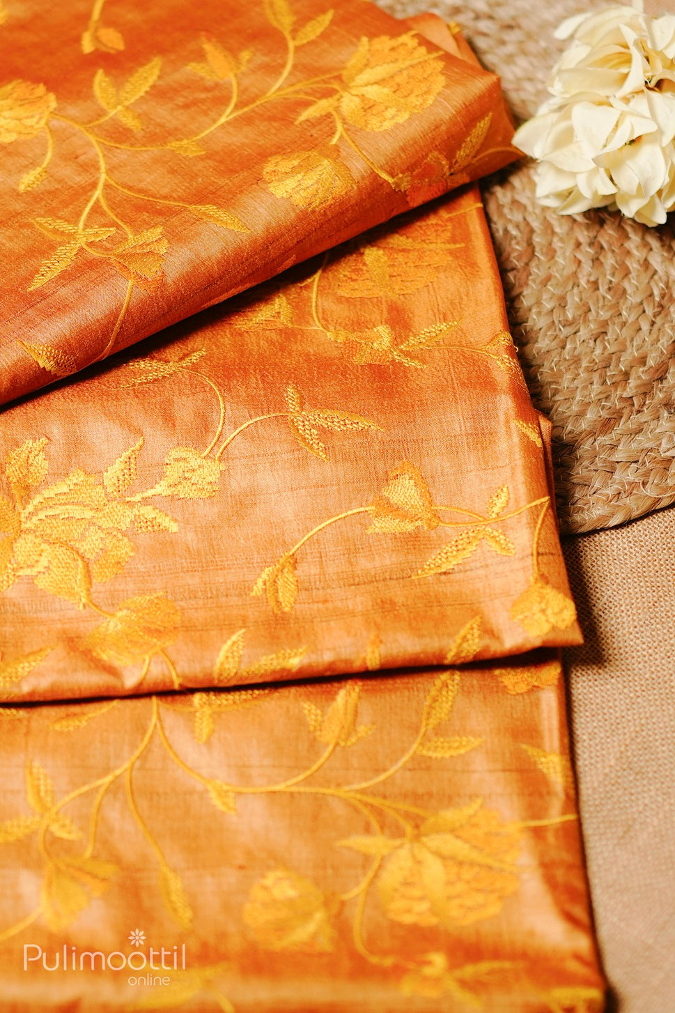 Golden yellow color Tussar silk saree