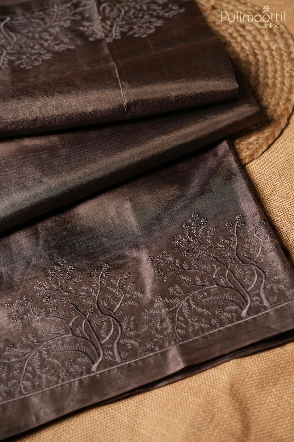 Licorice color Tussar silk saree