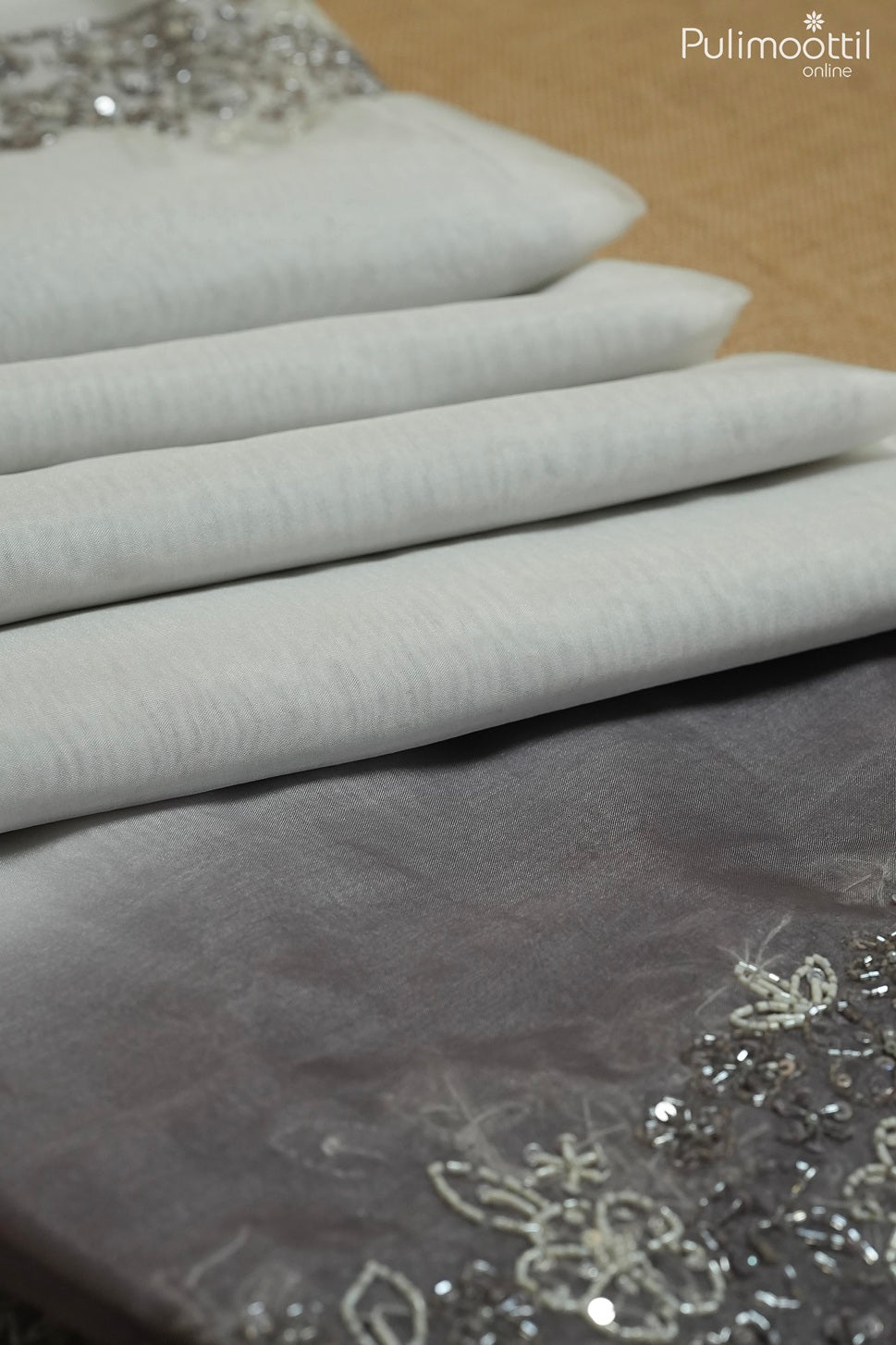 White color organza fancy saree