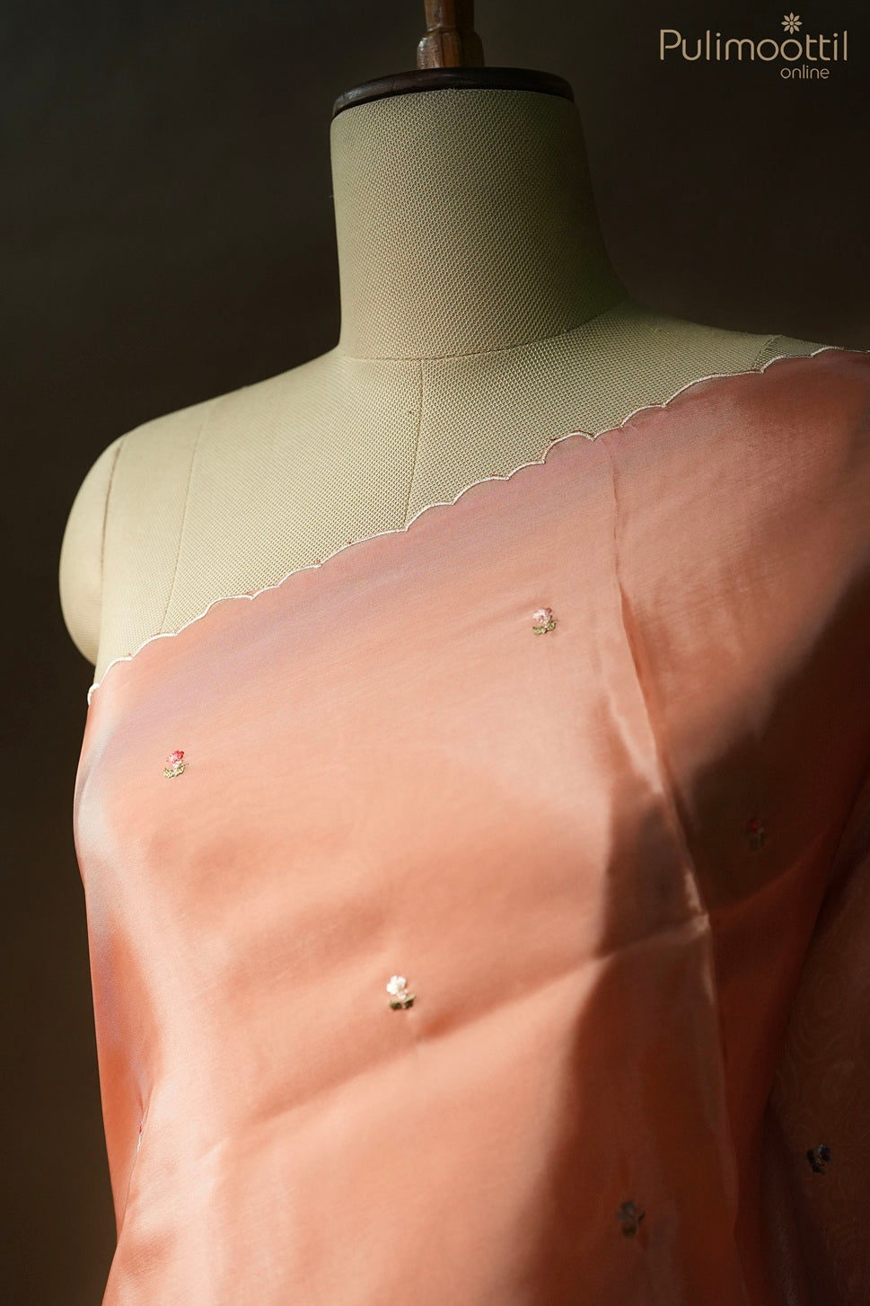Peach color soft organza fancy saree