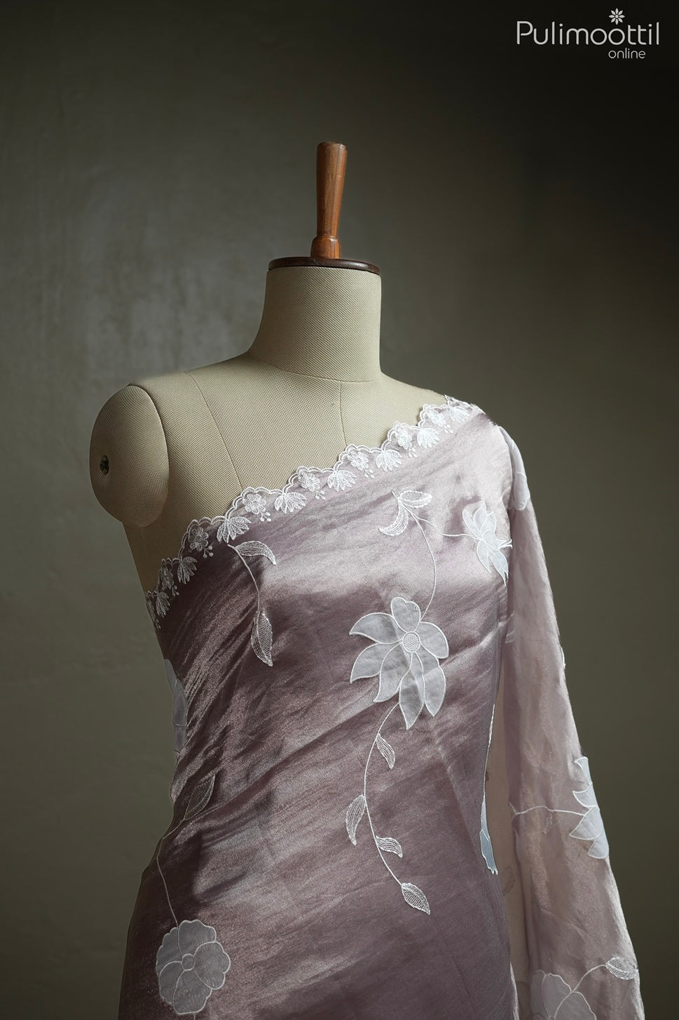 Light mauve color tissue organza fancy saree