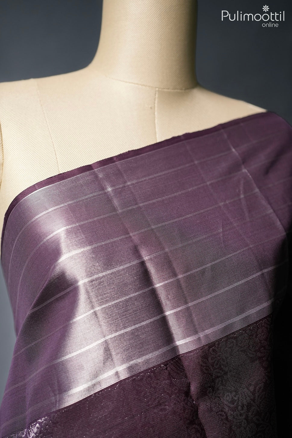 Dark purple color Kanchipuram designer saree