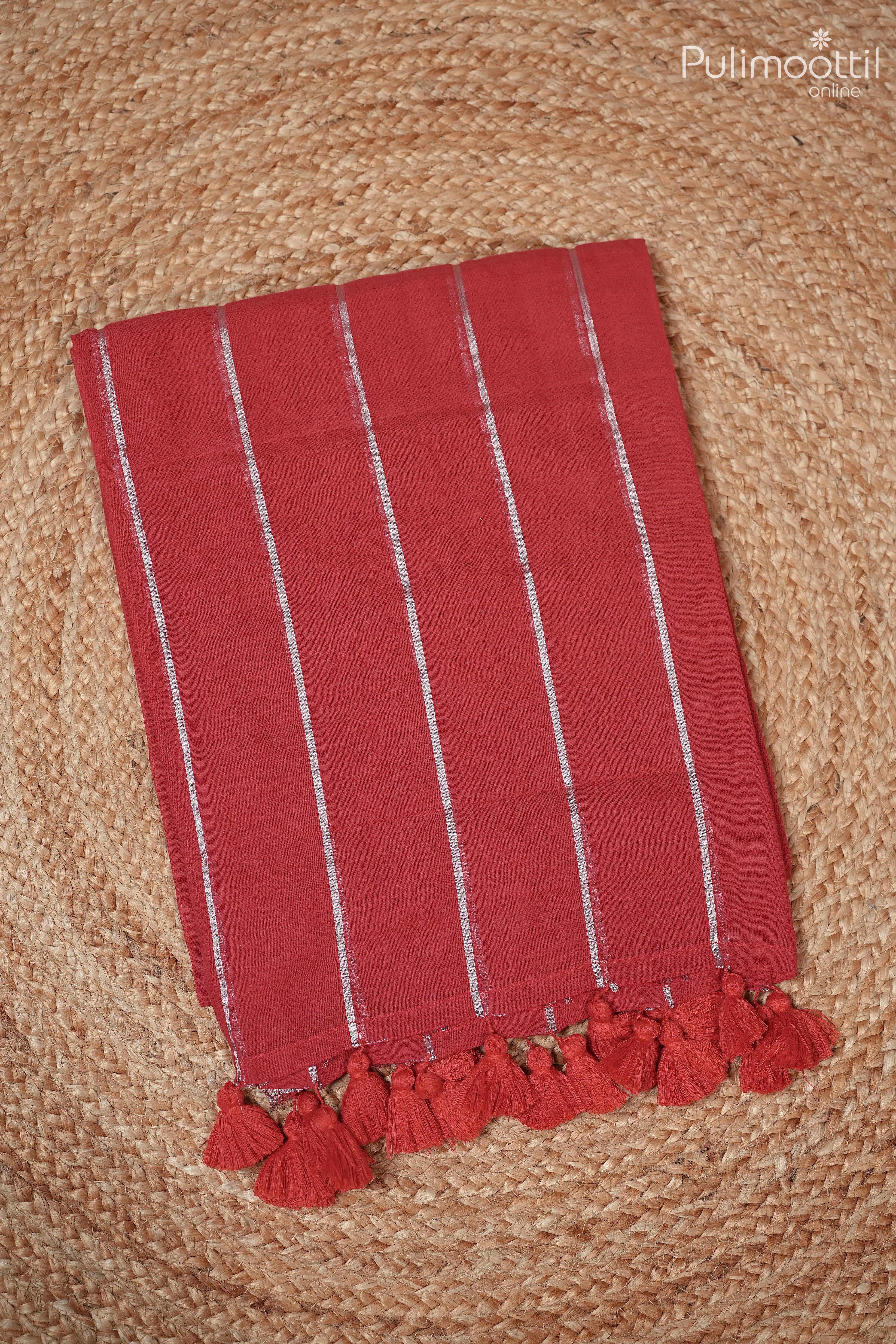 Chilly Red Colour Mul Cotton Saree