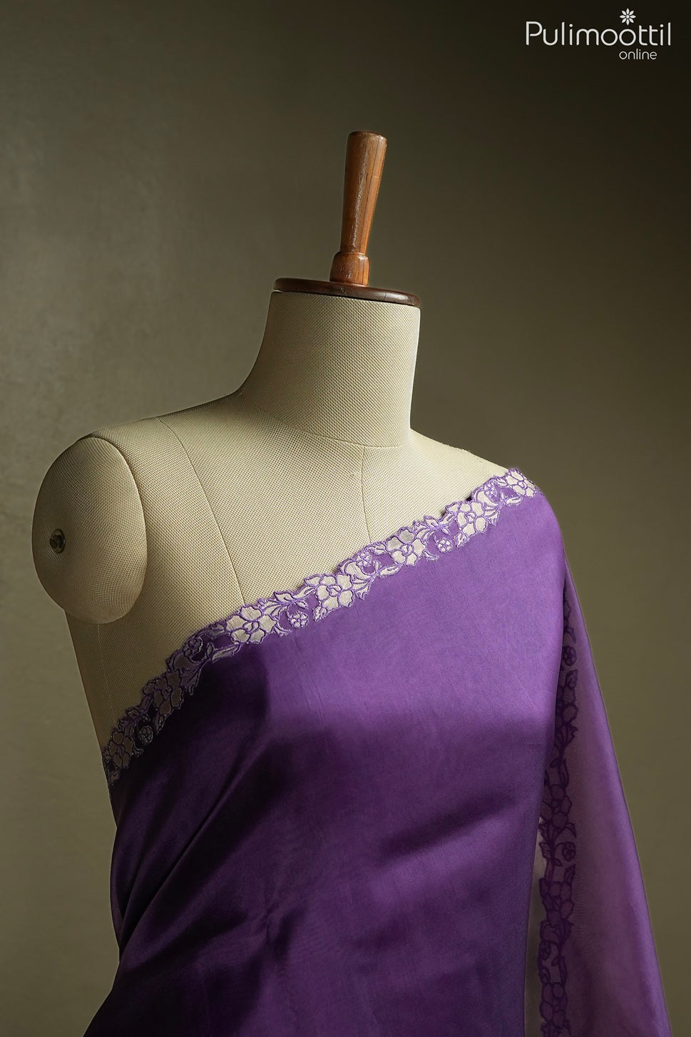 Dark violet color organza fancy saree