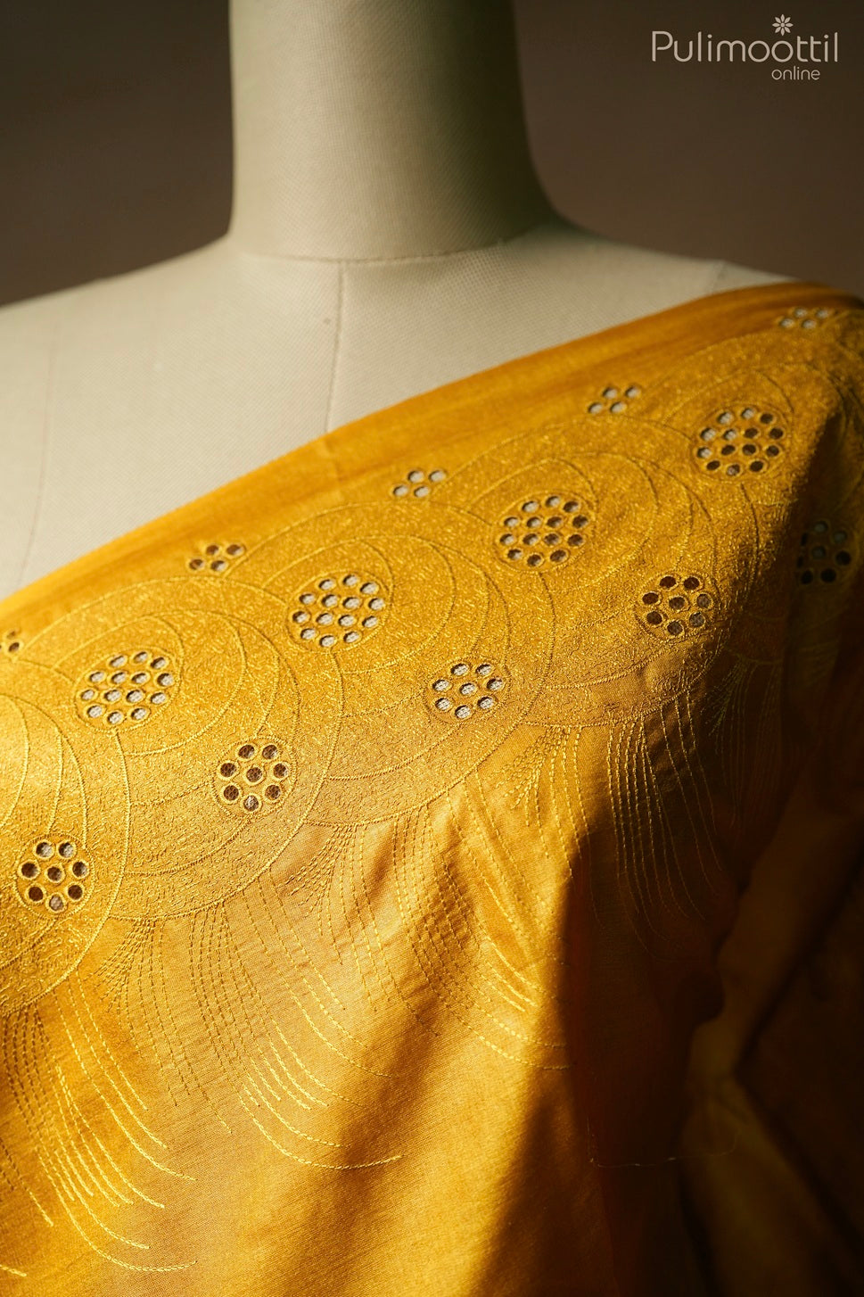 Golden yellow color Tussar silk saree.