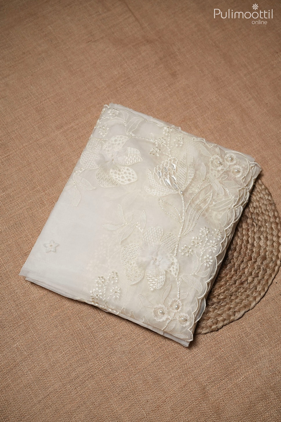Off-white color organza fancy saree