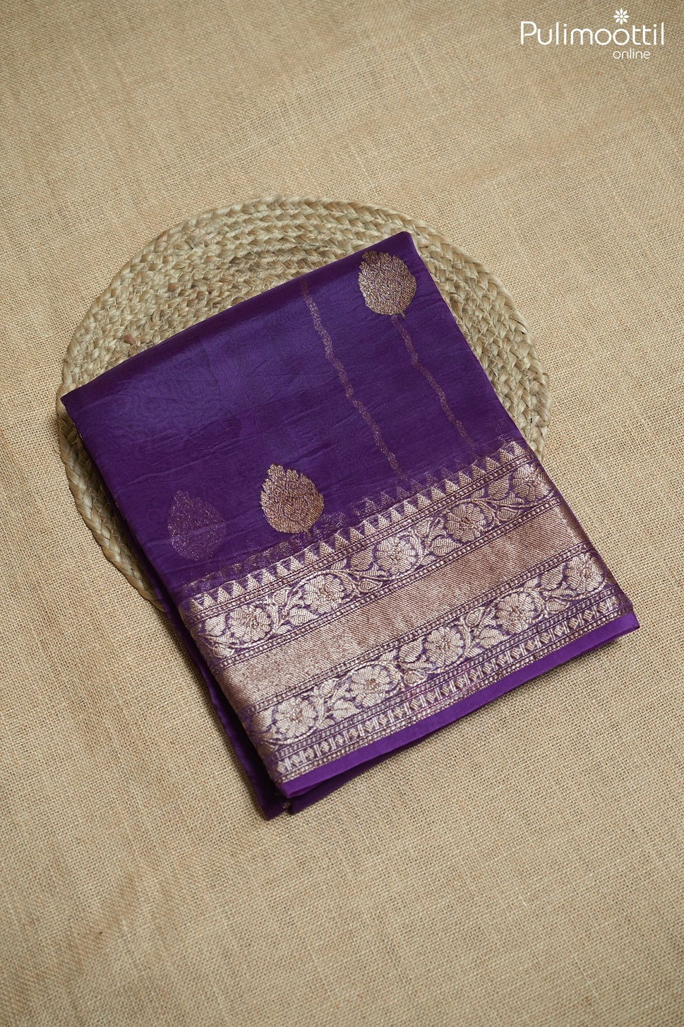 Violet color organza fancy saree
