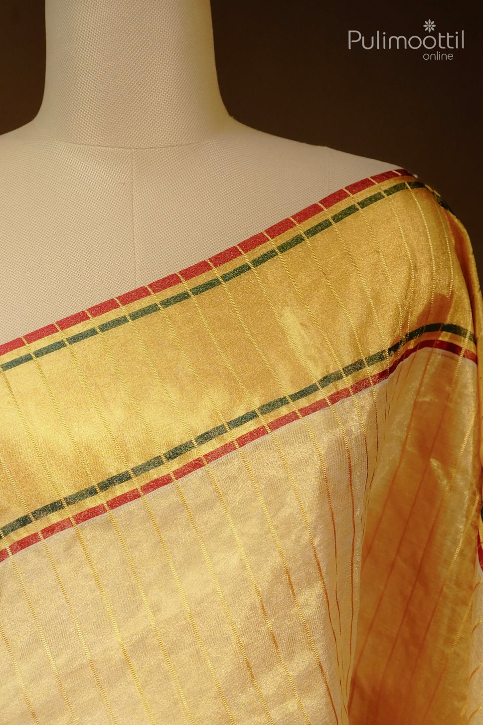 Golden tissue handloom set saree