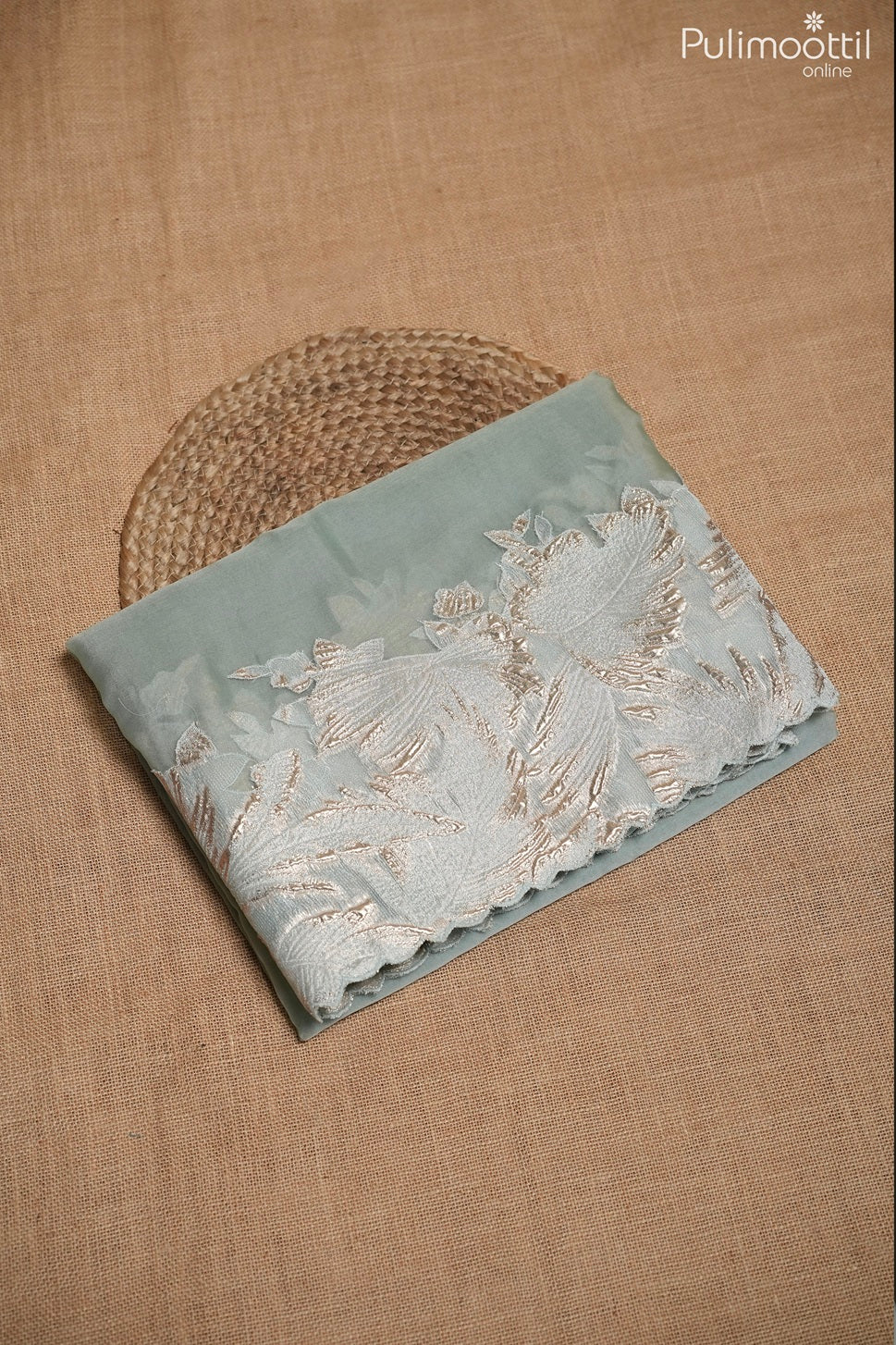 Powder blue color organza fancy saree