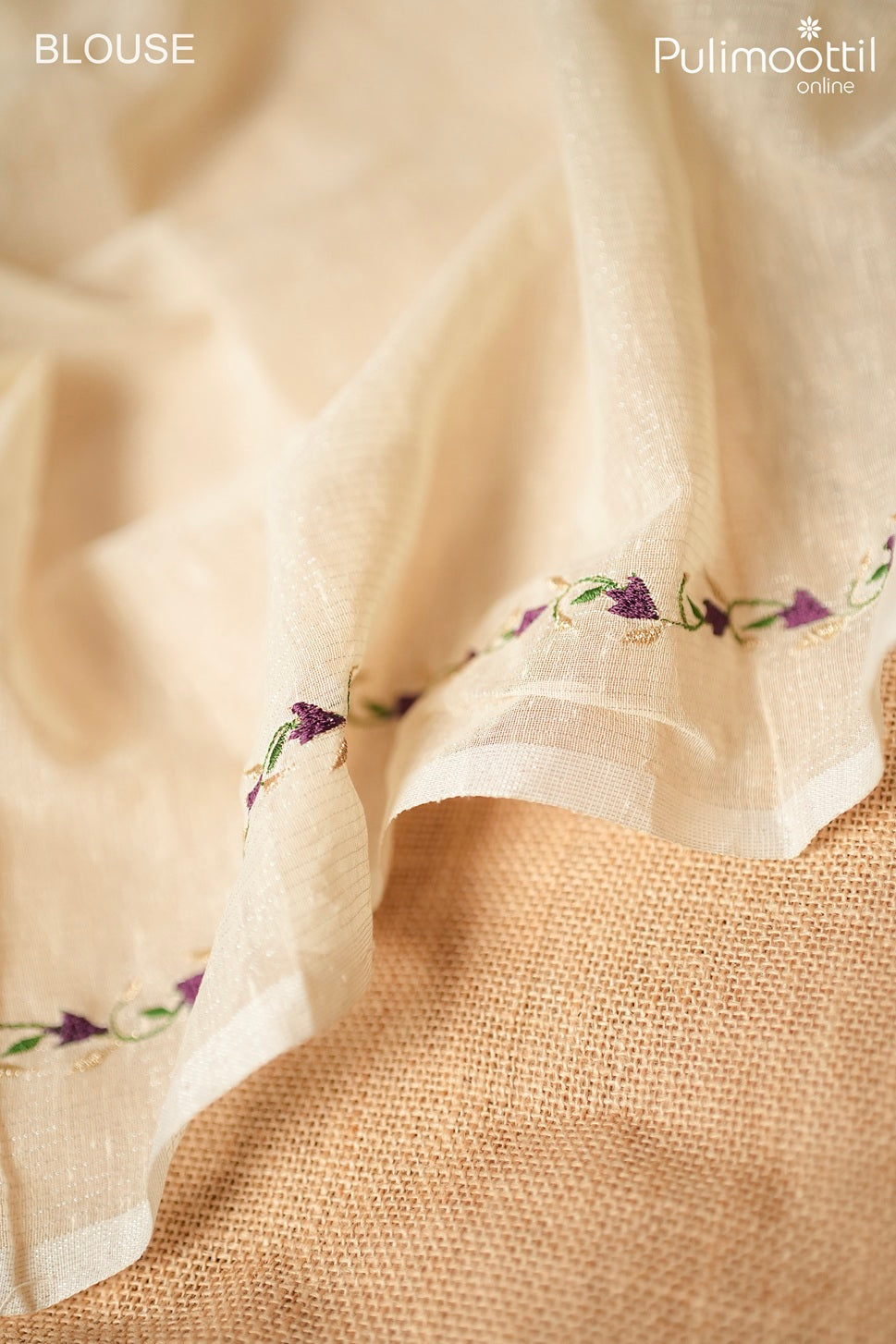 Off white color semi Chanderi fancy saree