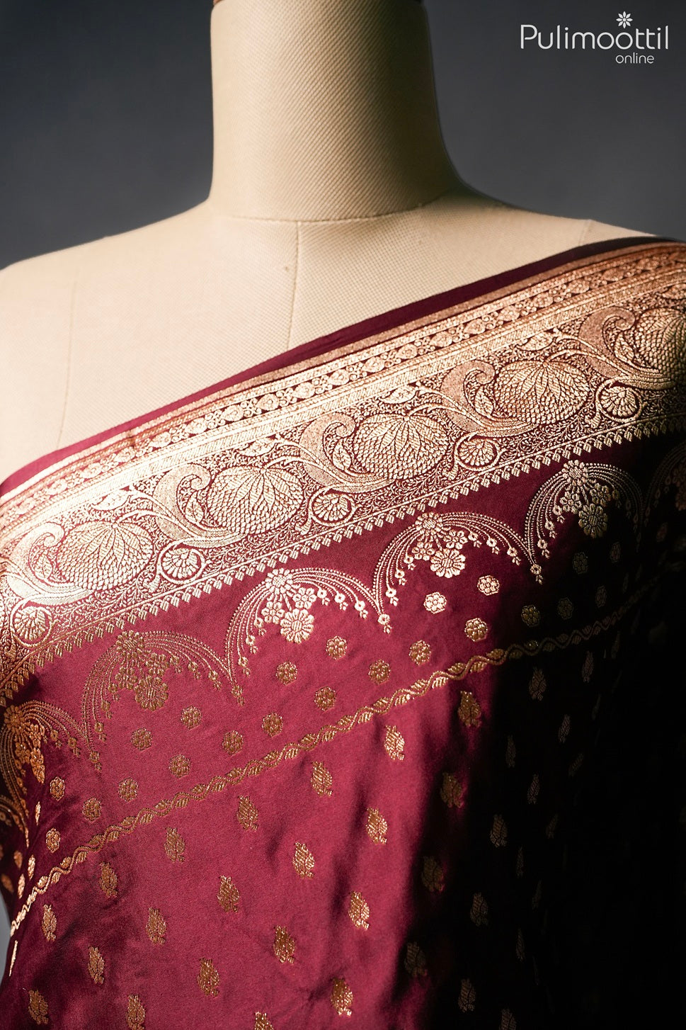 Maroon color Banarasi saree