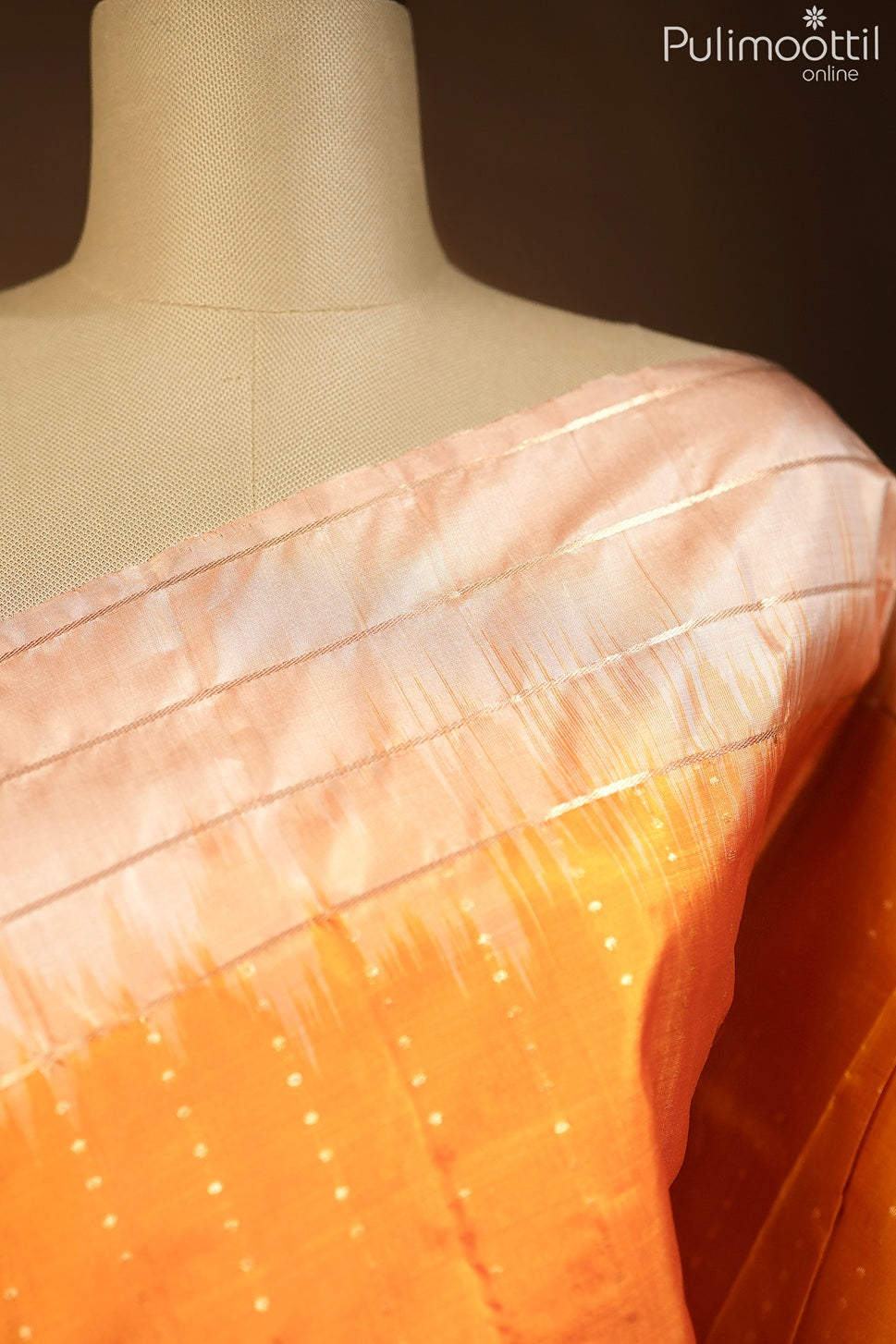 Golden yellow color Kanchipuram soft silk saree