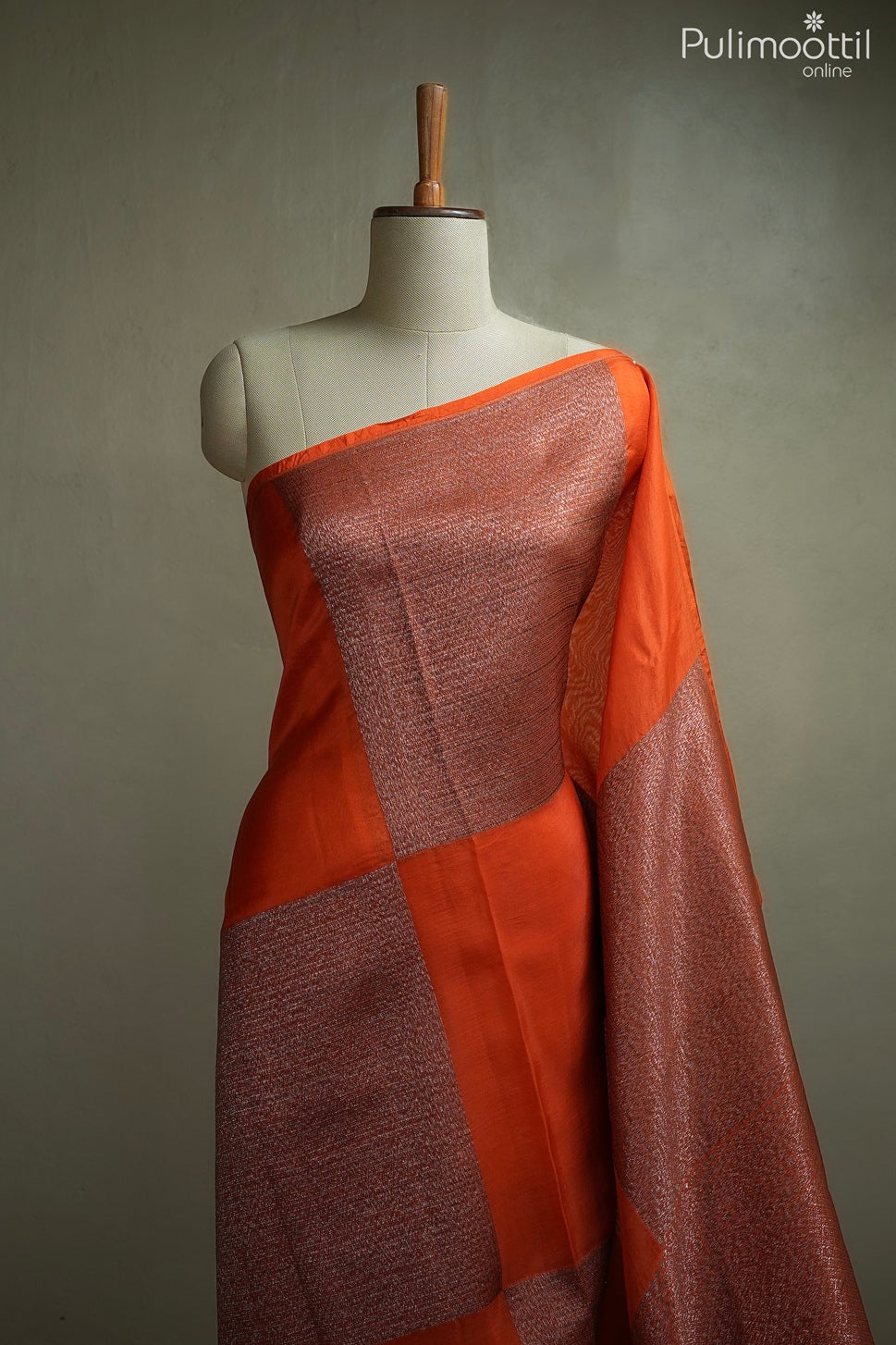 Rusty red color organza fancy saree