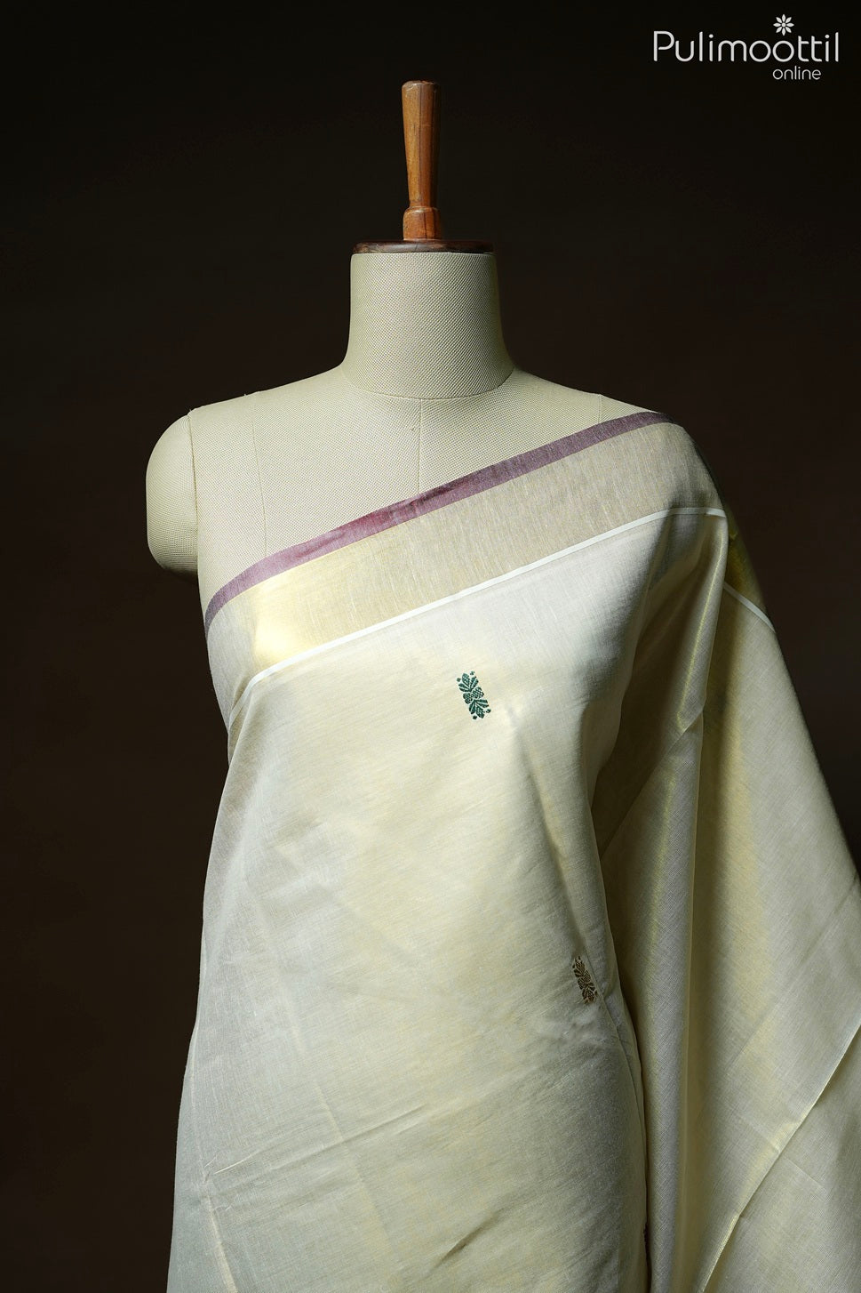 Kerala traditional golden tissue set saree