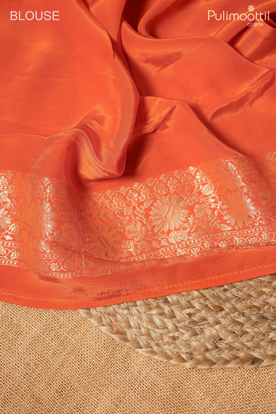 Orange color Banarasi saree