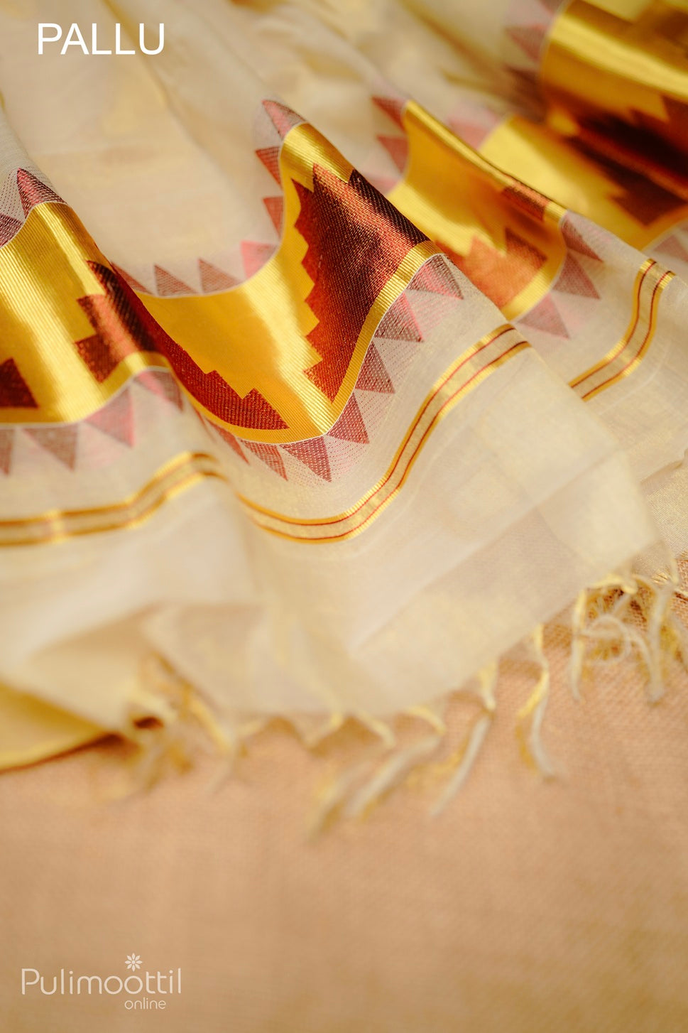 Golden tissue handloom temple design set saree