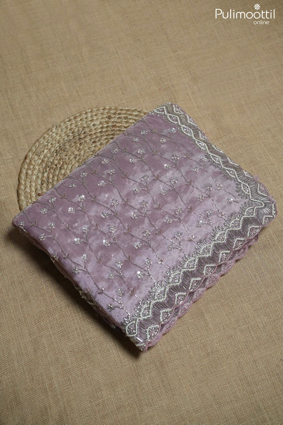 Light lavender color organza fancy saree