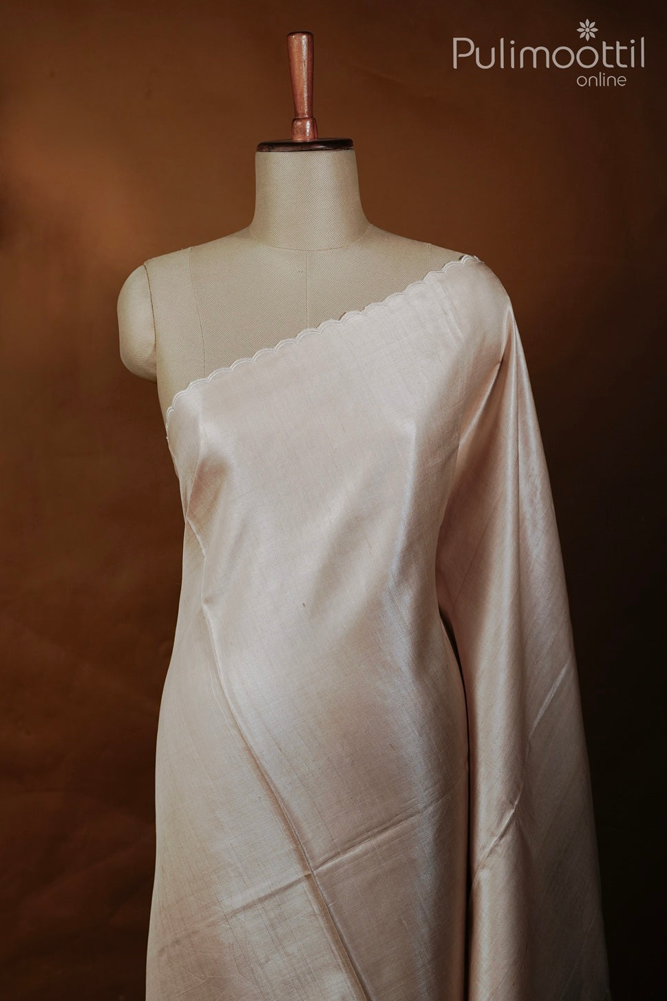 Ivory color appliqué work Tussar silk saree