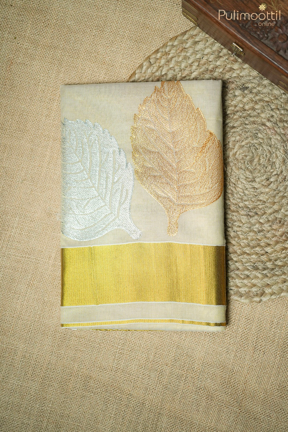 Kerala traditional golden tissue set saree