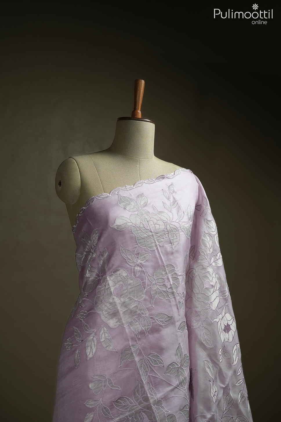 Lavender color organza fancy saree