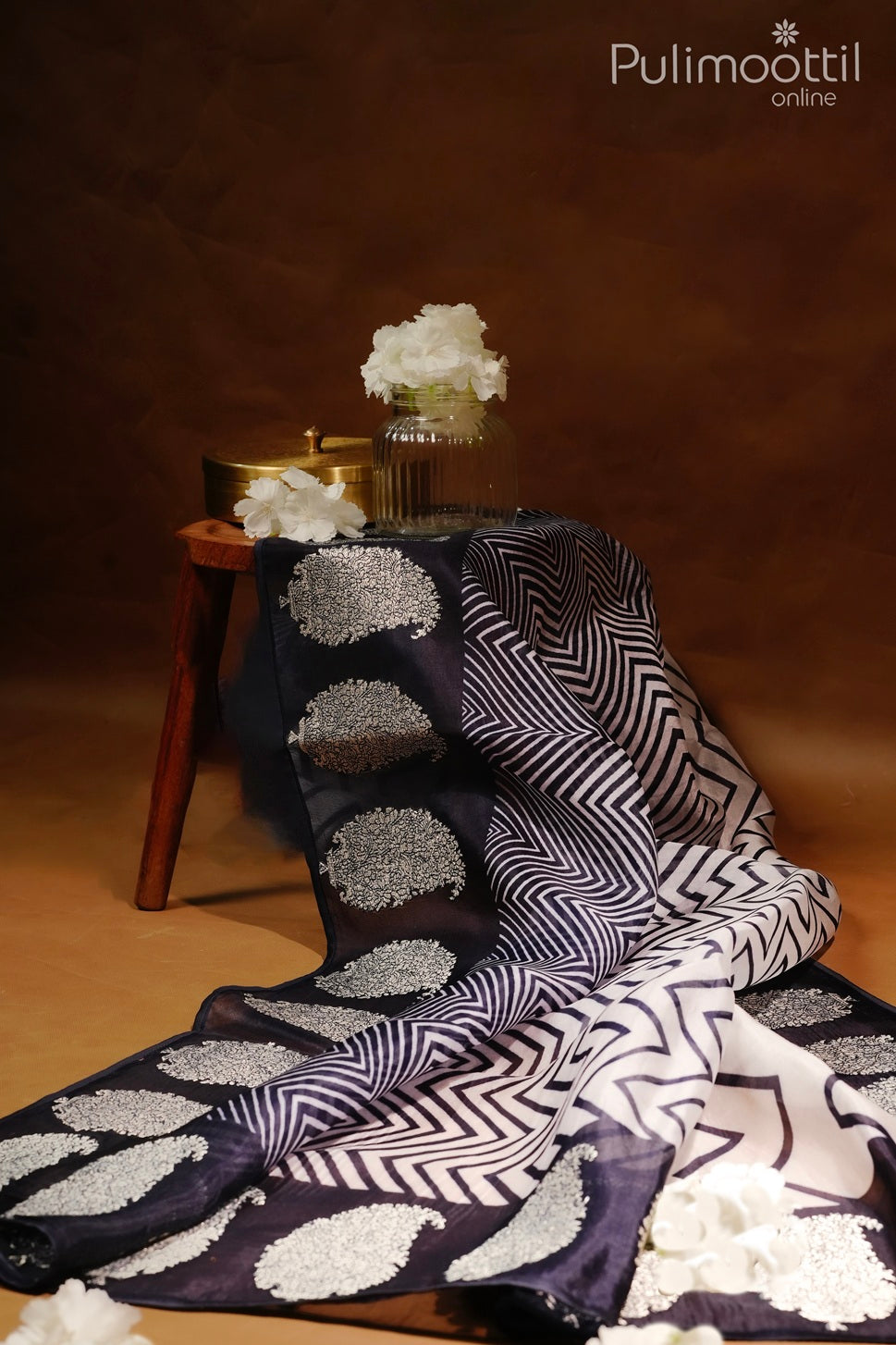 White color organza fancy saree