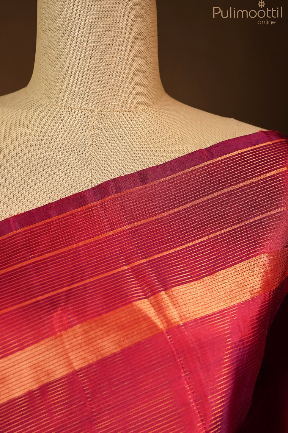Dark pink Kanchipuram designer saree