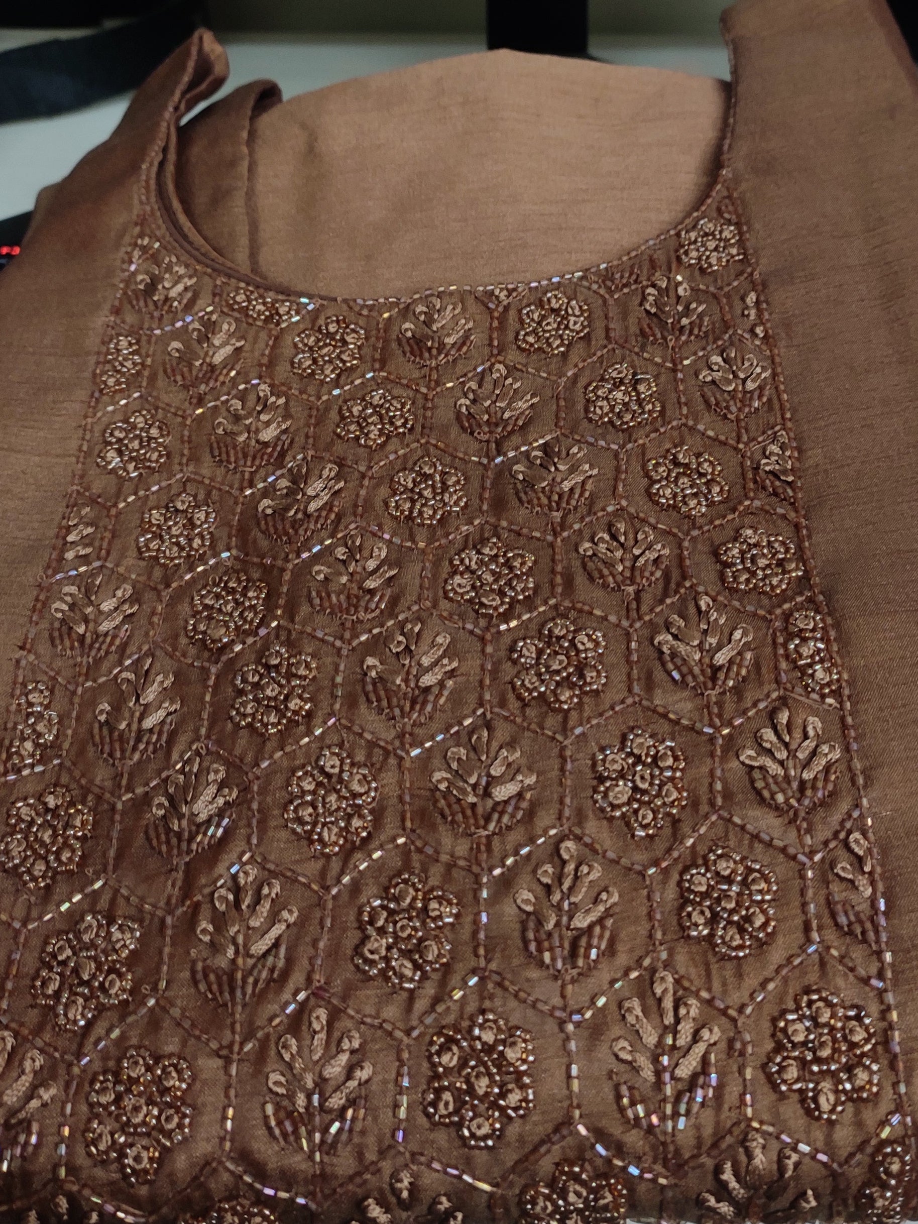 Pastel Brown Muslin Silk Churidhar