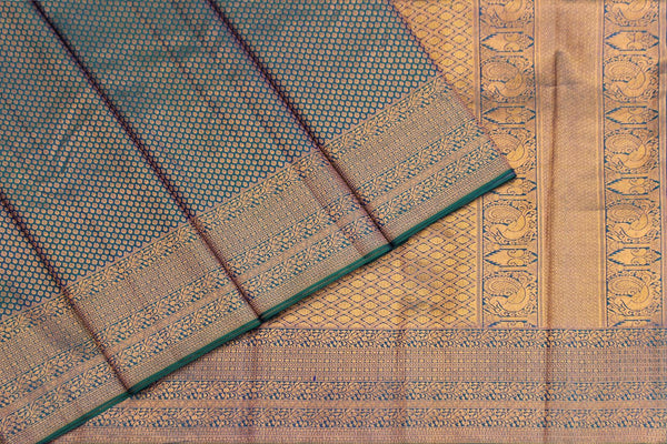 Peacock Blue Colour, Kanchipuram Designer Silk Saree.