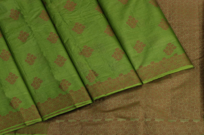 Parrot Green Colour, Tussar Silk Saree.