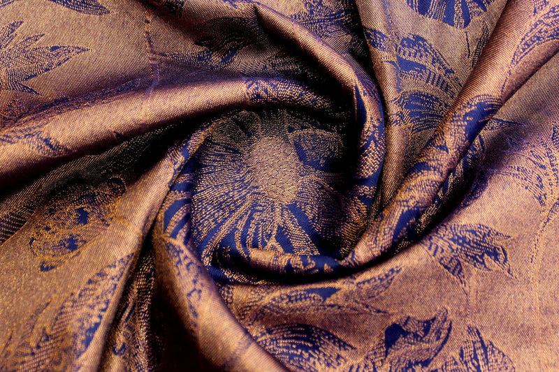 Copper Tissue with Navy blue Colour, Kanchipuram Designer Tissue Silk Saree.