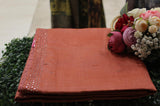 Coral Pink Colour, Tussar Silk Saree.