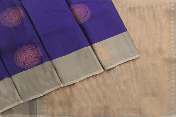 Eggplant violet Colour, Kanchipuram Soft Silk Saree.
